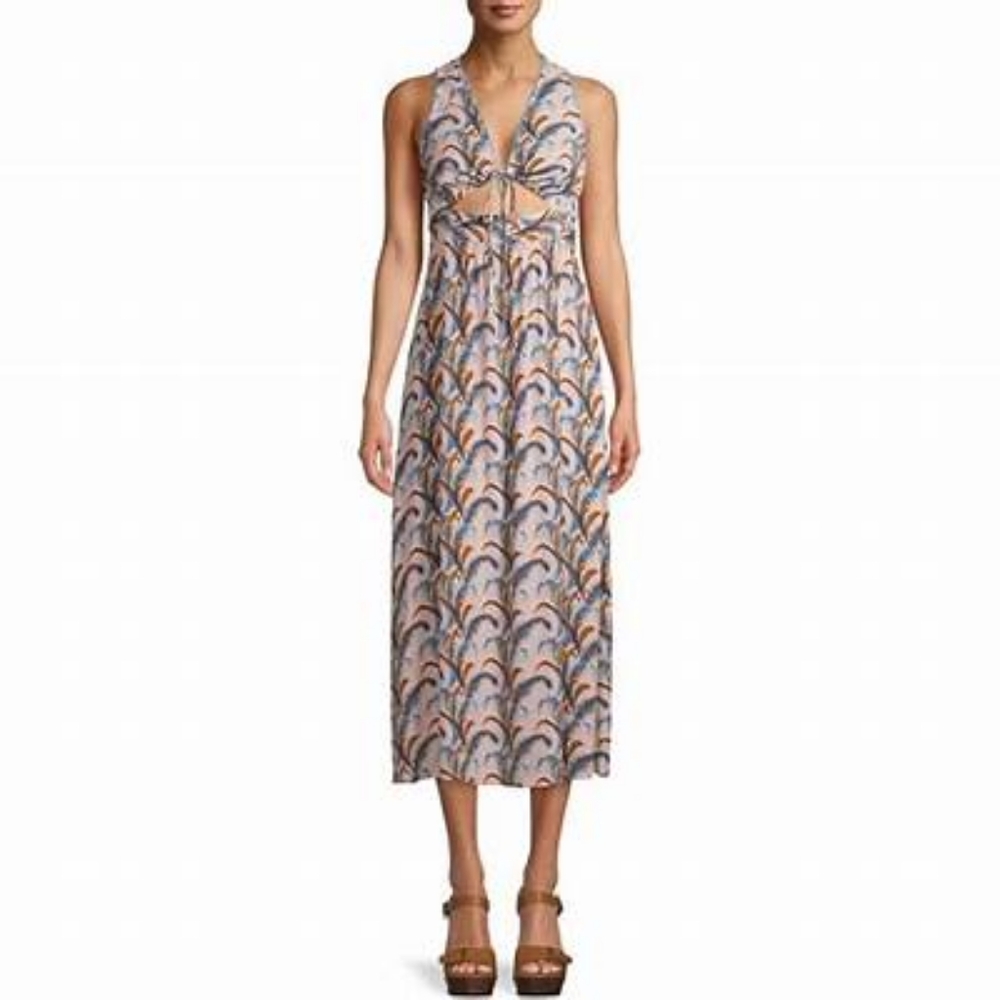 NWOT, Sui by Anna Sui Falling Feather Maxi Dress
